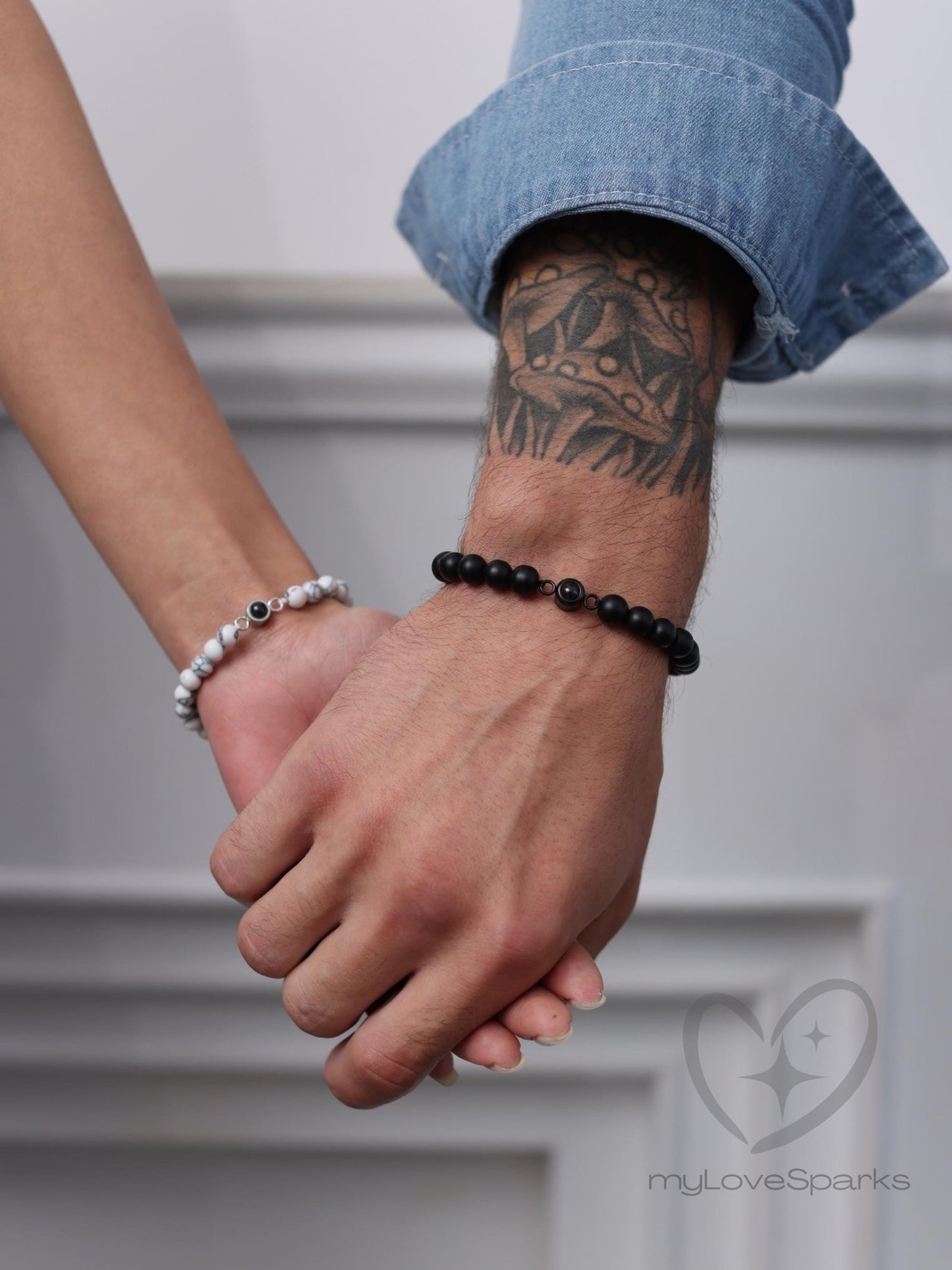 Personalized Photo Projection Matching Couple Bracelet Set of 2 - myLoveSparks Jewelry & GiftsCL