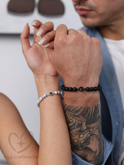 Personalized Photo Projection Matching Couple Bracelet Set of 2 - myLoveSparks Jewelry & GiftsCL