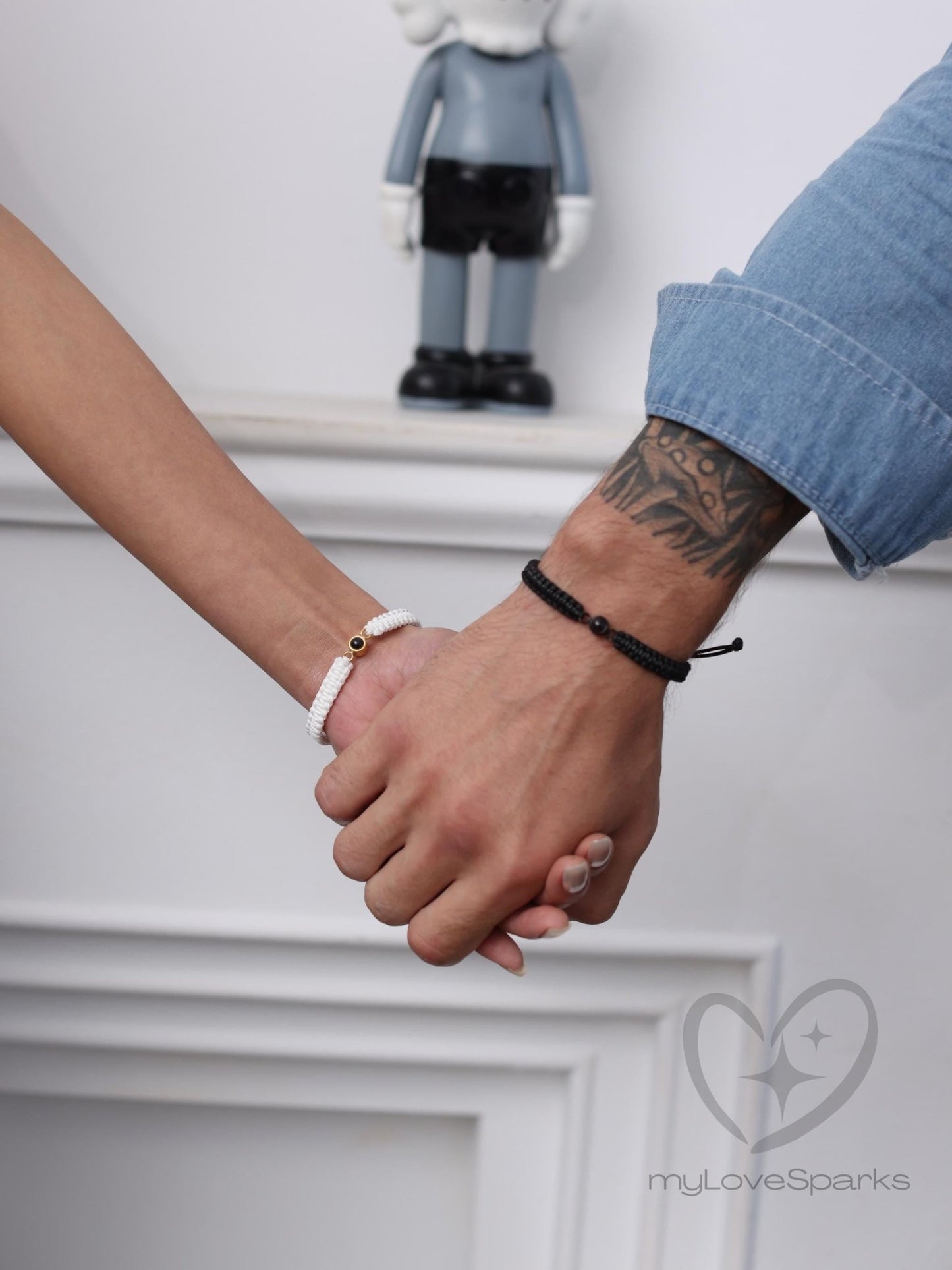 Personalized Photo Projection Matching Couple Braid Bracelet Set of 2 - myLoveSparks Jewelry & GiftsCL