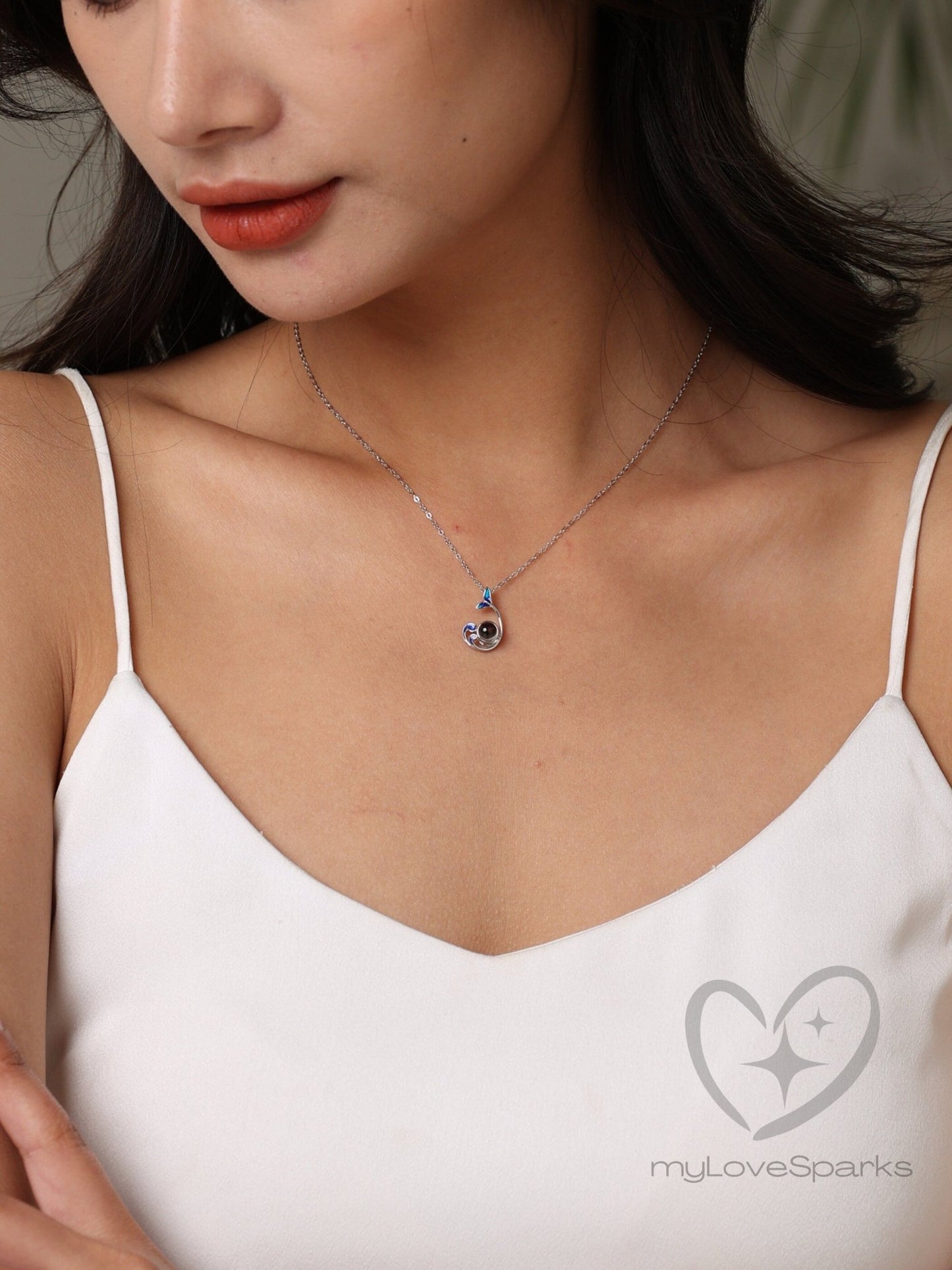 Personalized Photo Projection Mermaid Necklace - myLoveSparks Jewelry & GiftsSW