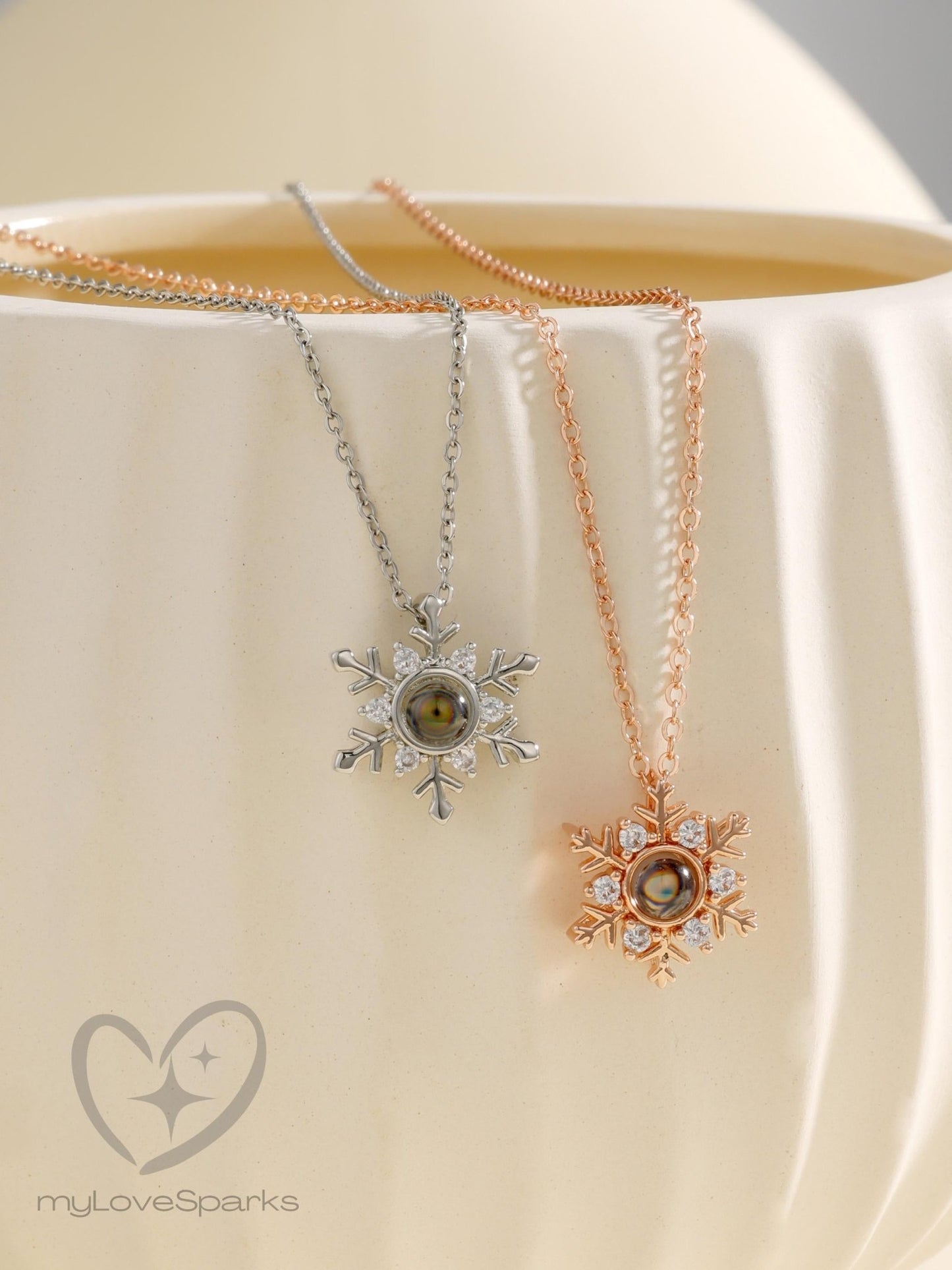 Personalized Photo Projection Necklace with Hexagon Pendant - myLoveSparks Jewelry & GiftsCL