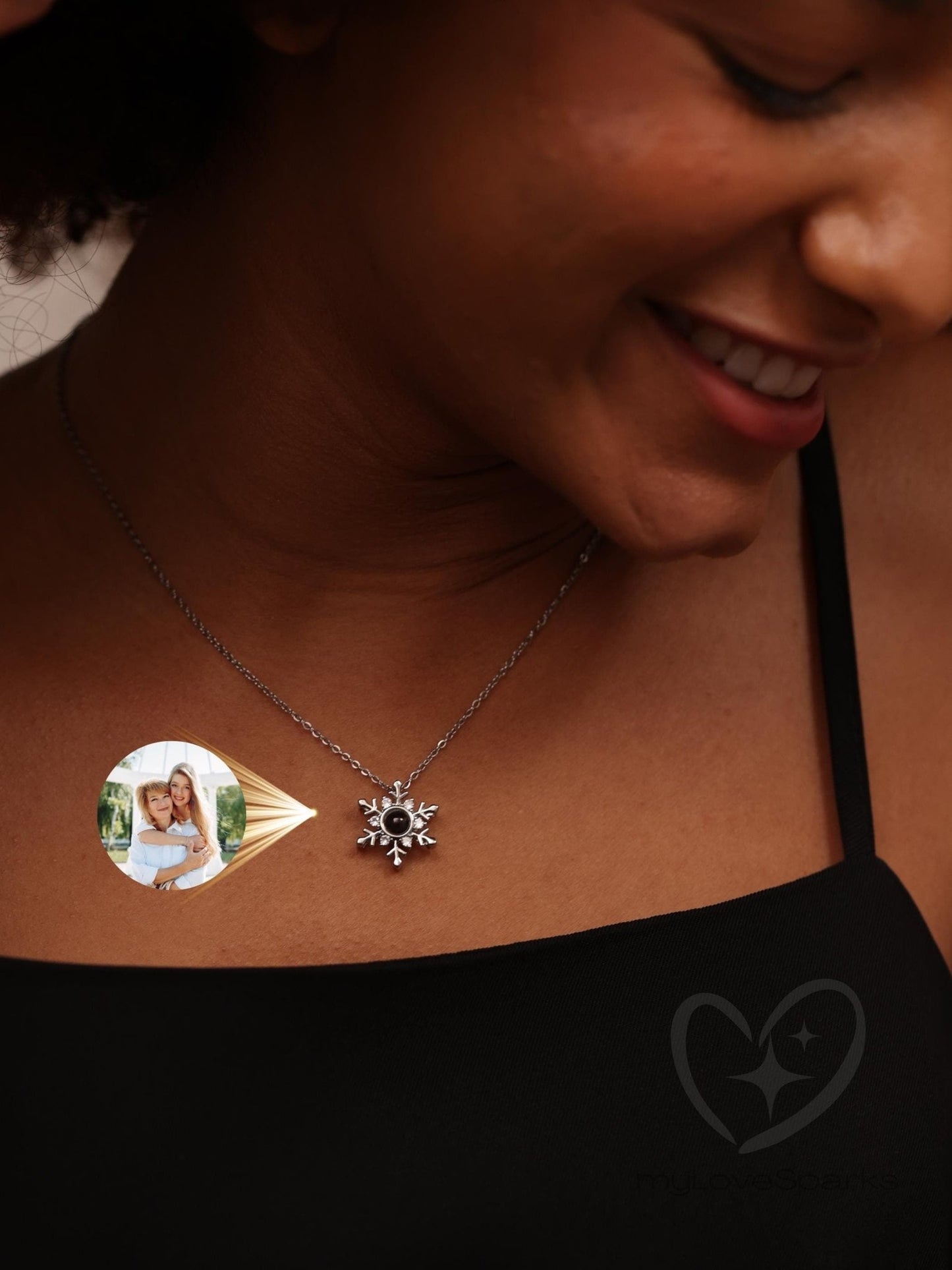 Personalized Photo Projection Necklace with Hexagon Pendant - myLoveSparks Jewelry & GiftsCL