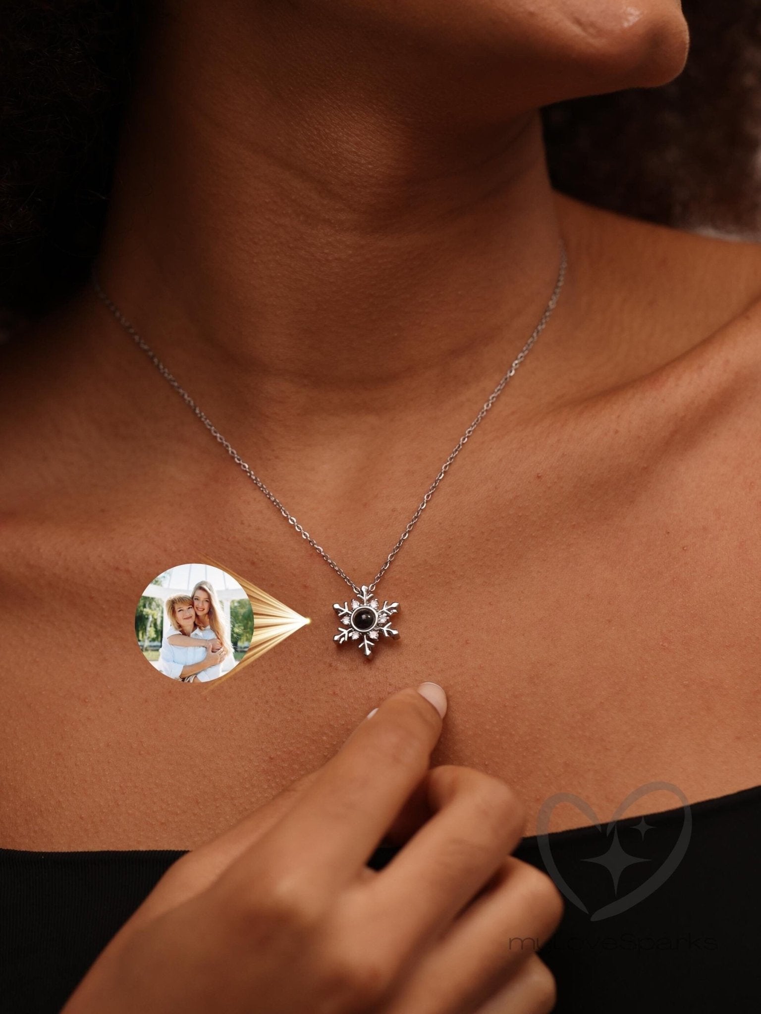 Personalized Photo Projection Necklace with Hexagon Pendant - myLoveSparks Jewelry & GiftsCL