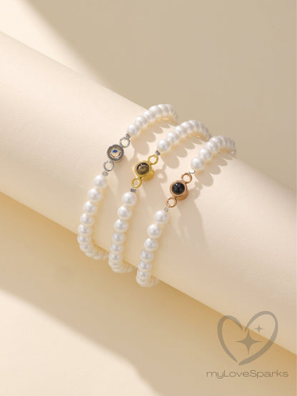 Personalized Photo Projection Pearl Bracelet - myLoveSparks Jewelry & GiftsCL