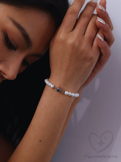Personalized Photo Projection Pearl Bracelet - myLoveSparks Jewelry & GiftsCL