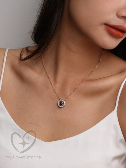 Personalized Photo Projection Sparkling Circle Necklace - myLoveSparks Jewelry & Giftssw