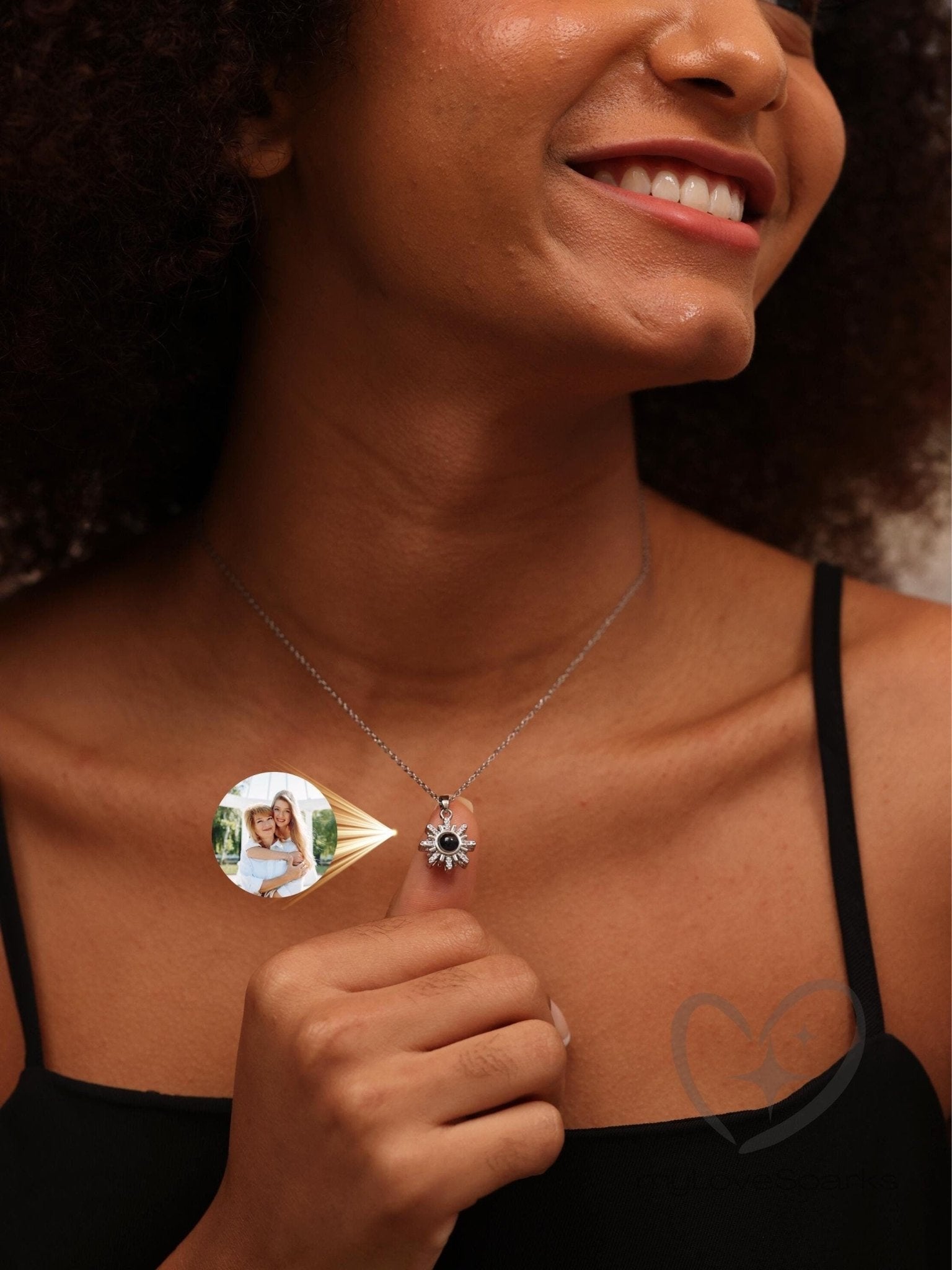 Personalized Photo Projection Sun Necklace - myLoveSparks Jewelry & GiftsCL