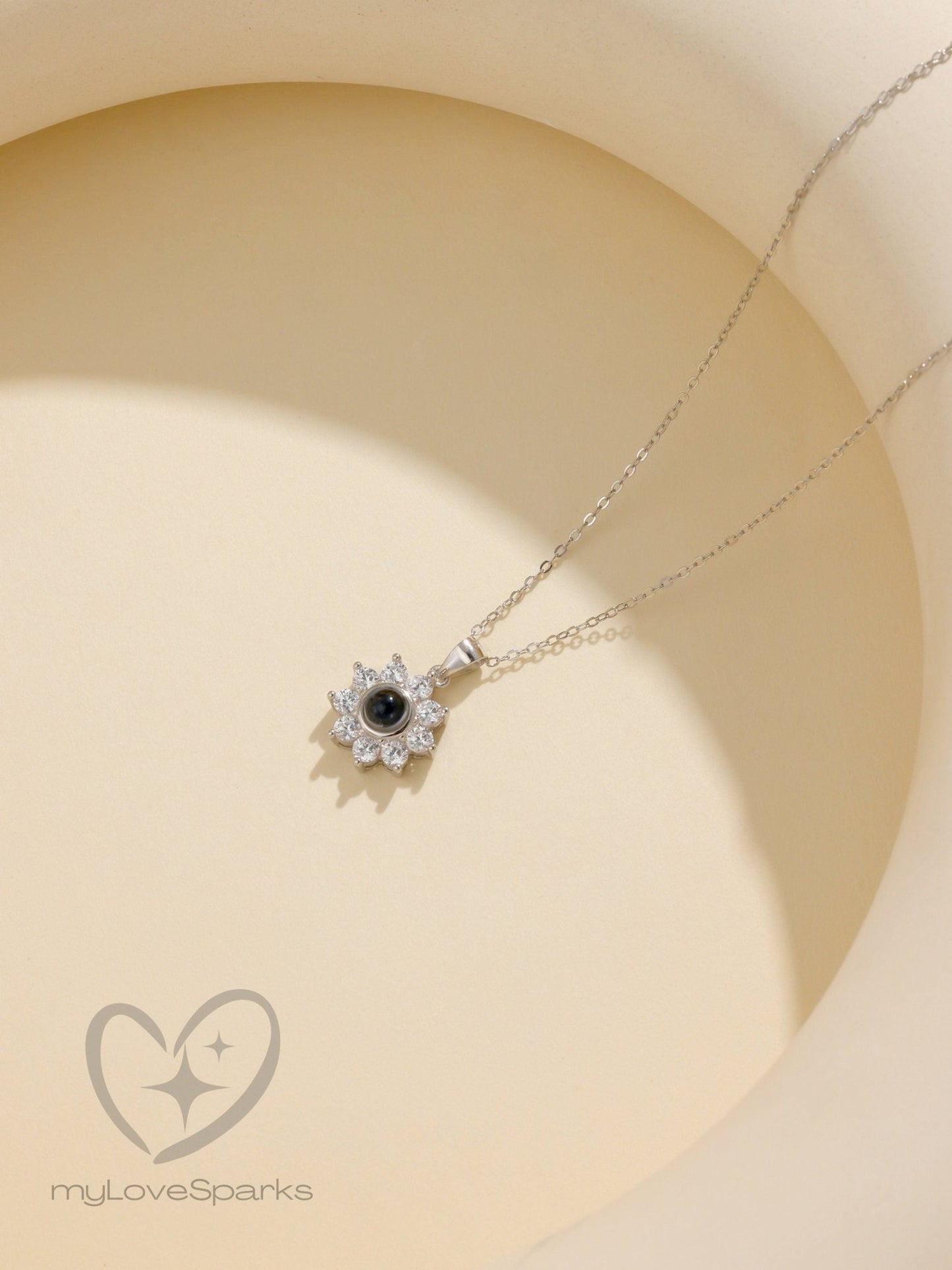 Personalized Photo Projection Sunflower Necklace - myLoveSparks Jewelry & GiftsSW