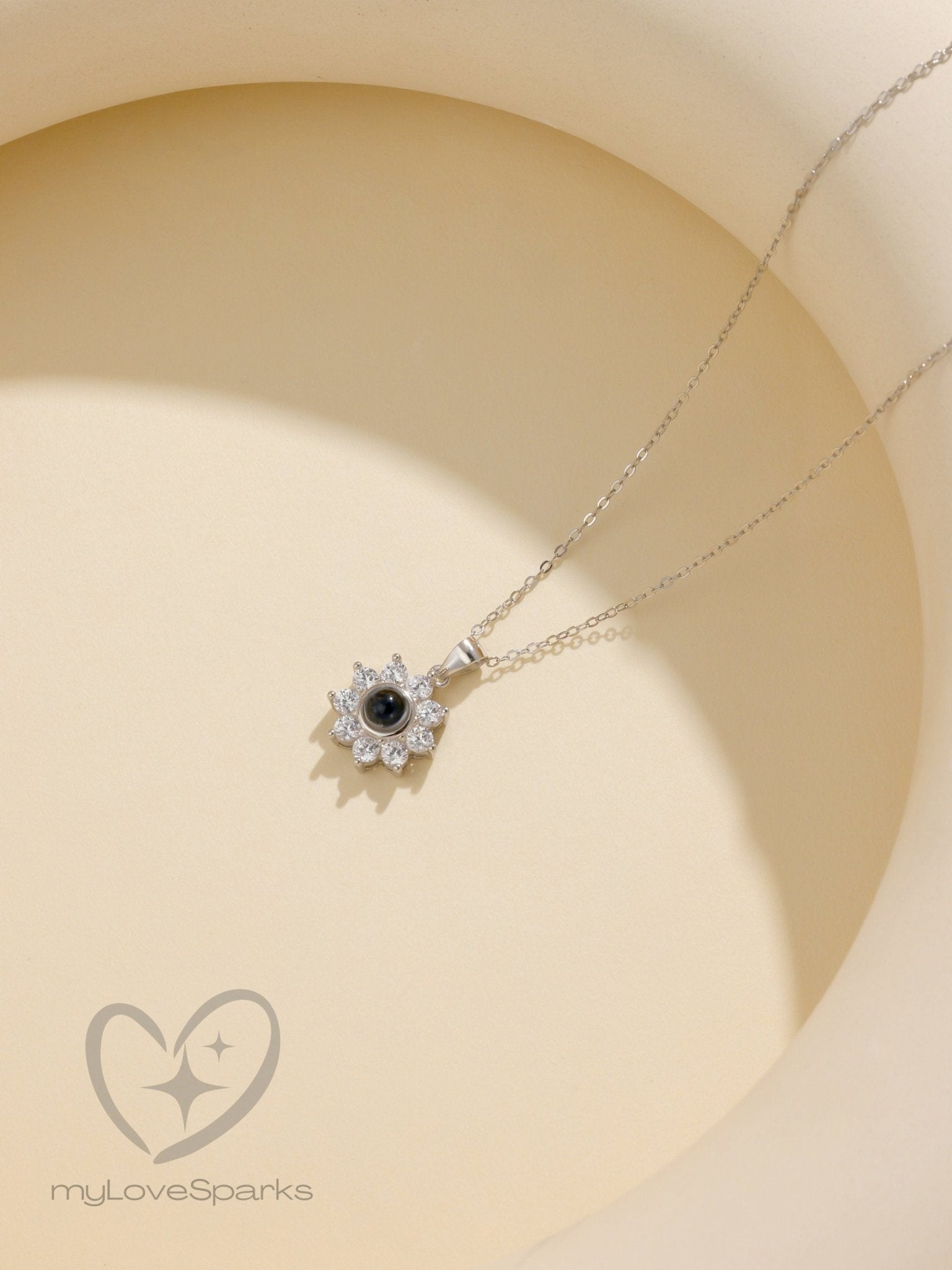 Personalized Photo Projection Sunflower Necklace - myLoveSparks Jewelry & GiftsSW