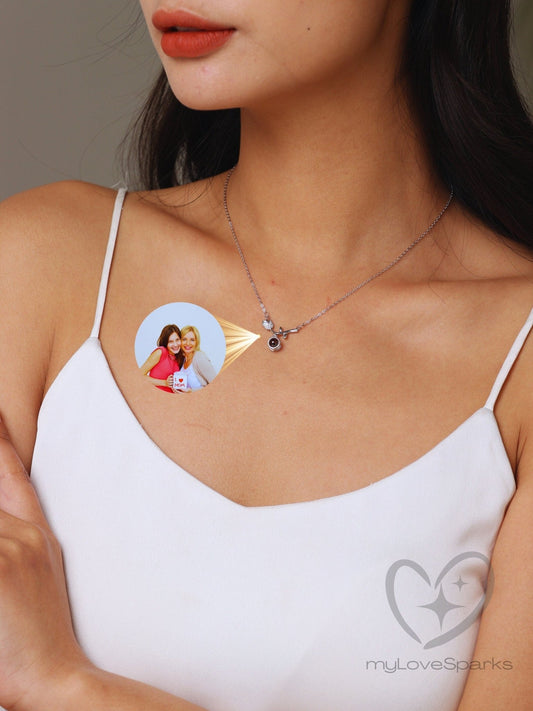 Personalized Photo Projection Tulip Flower Pendant Necklace - myLoveSparks Jewelry & GiftsSW