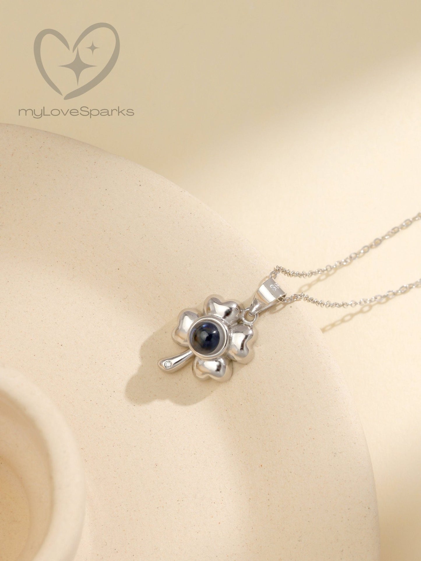 Personalized Photo Projection with Clover Necklace - myLoveSparks Jewelry & Giftssw