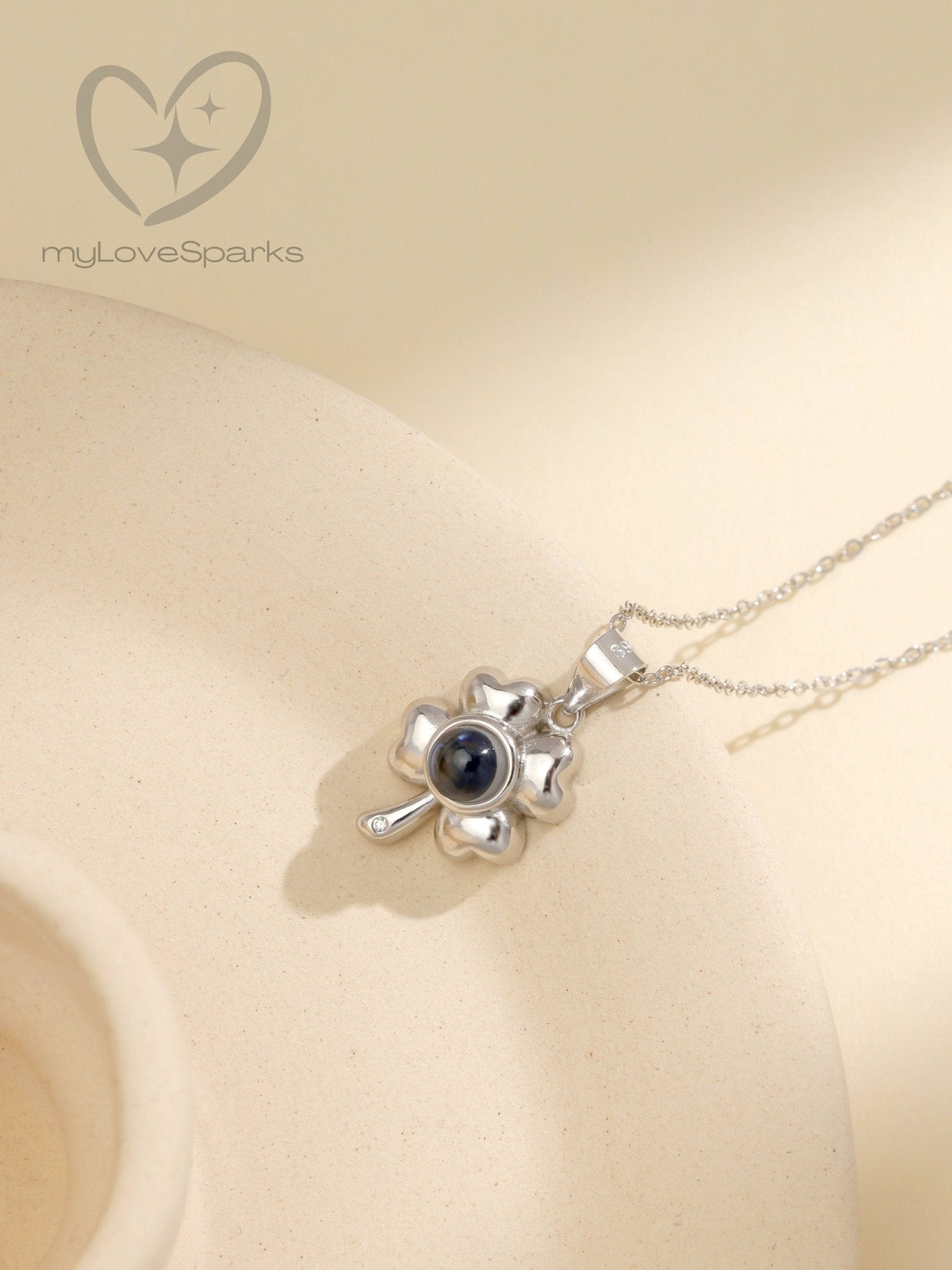 Personalized Photo Projection with Clover Necklace - myLoveSparks Jewelry & Giftssw