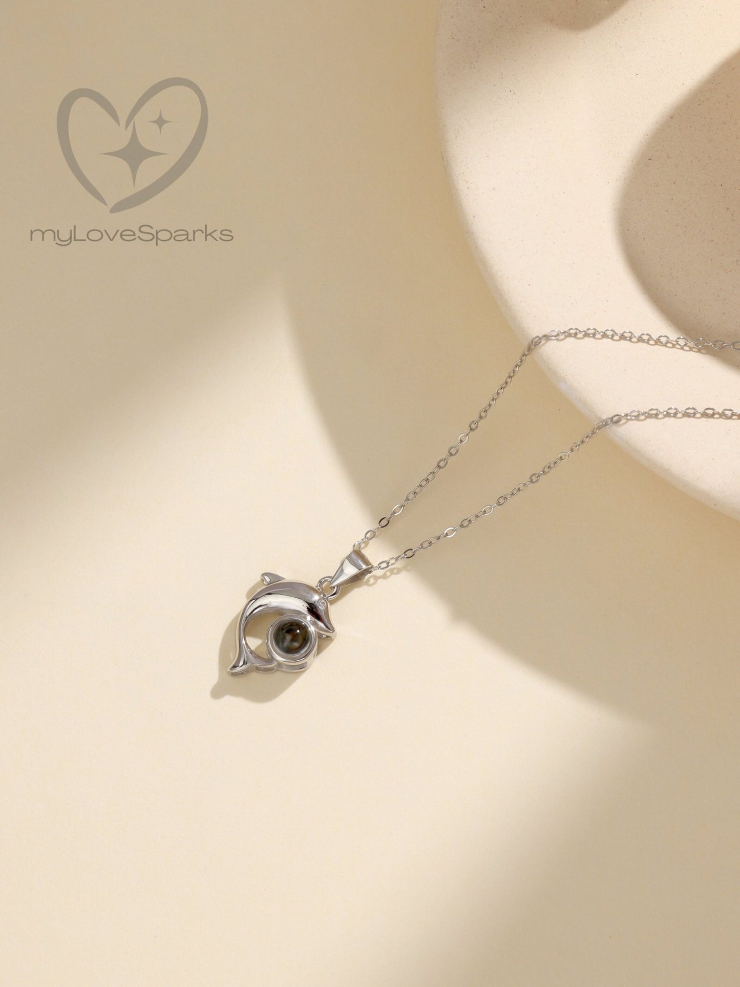 Personalized Photo Projection with Dolphin Necklace - myLoveSparks Jewelry & Giftssw