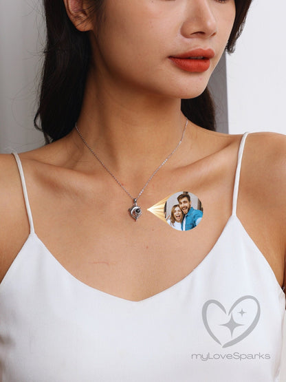 Personalized Photo Projection with Dolphin Necklace - myLoveSparks Jewelry & Giftssw