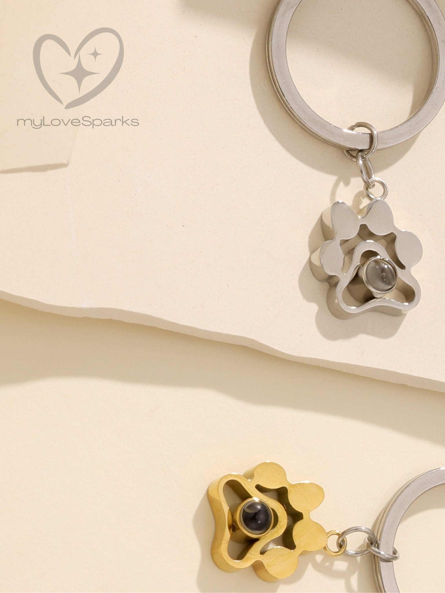 Personalized Projection Pet Paw Keychain - myLoveSparks Jewelry & GiftsHJ
