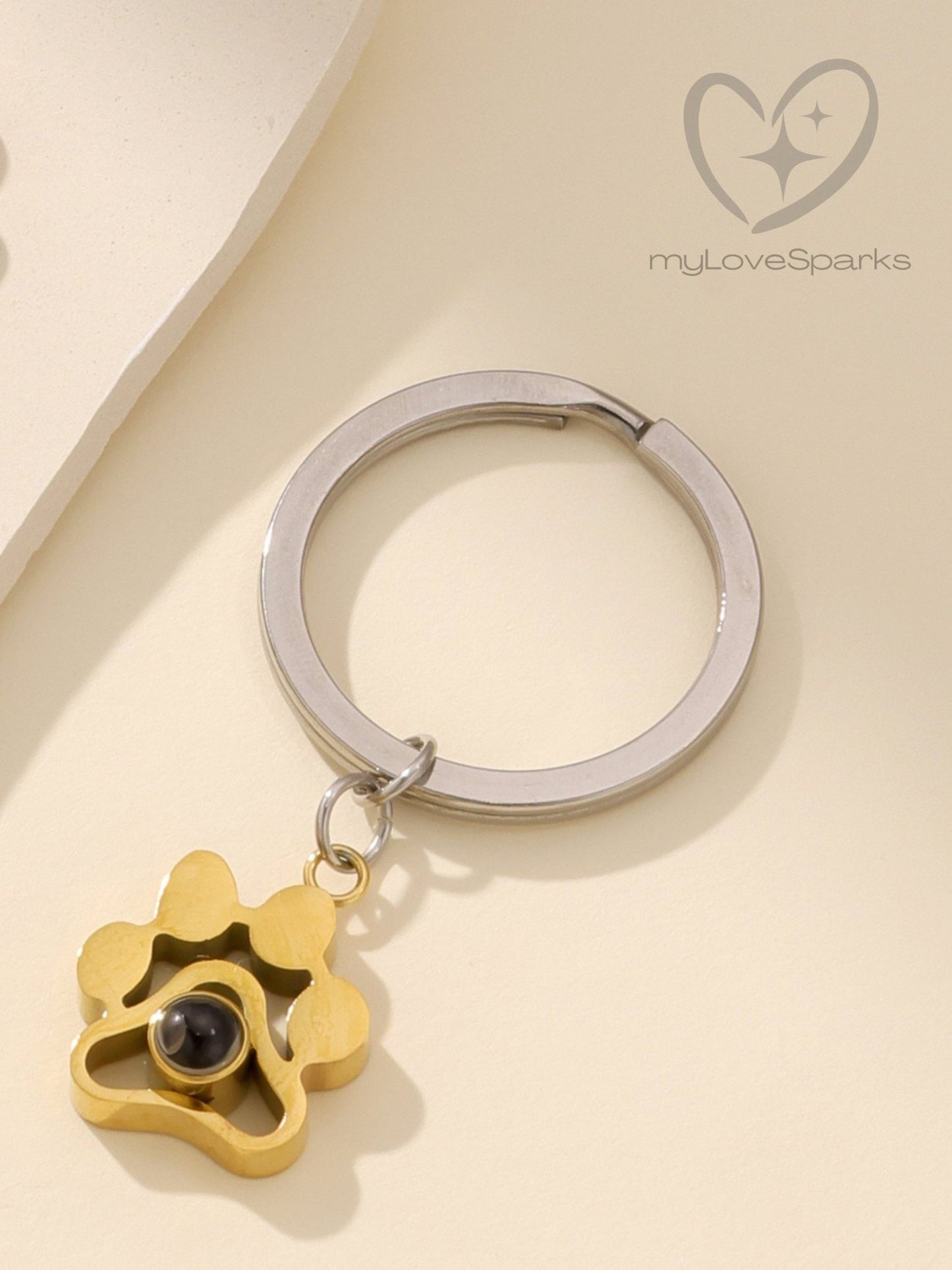 Personalized Projection Pet Paw Keychain - myLoveSparks Jewelry & GiftsHJ