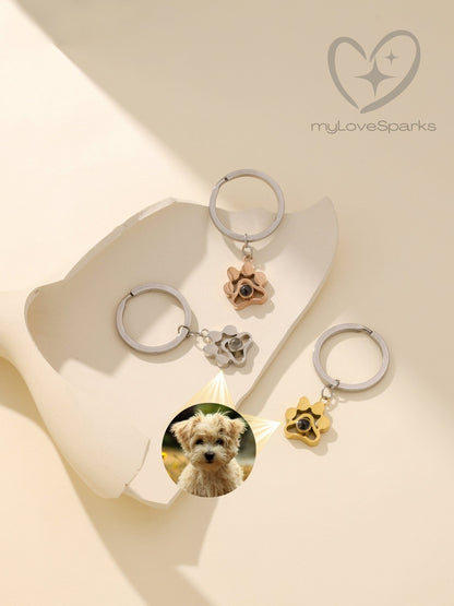 Personalized Projection Pet Paw Keychain - myLoveSparks Jewelry & GiftsHJ