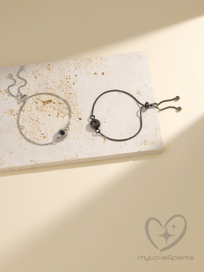 Personalized Projection Photo Bracelet Minimalist Circle - myLoveSparks Jewelry & GiftsSW