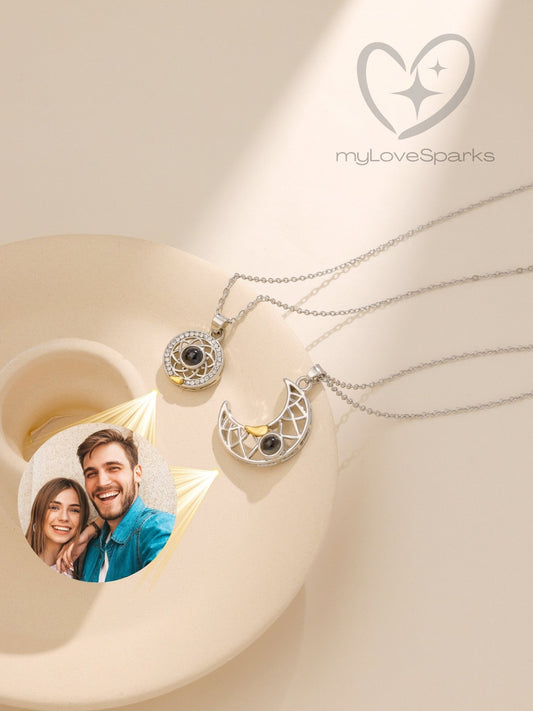 Personalized Projection Photo Couple Sun and Moon Necklace - myLoveSparks Jewelry & GiftsHJ