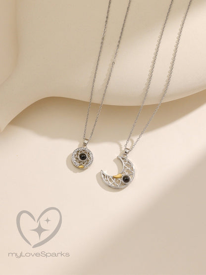 Personalized Projection Photo Couple Sun and Moon Necklace - myLoveSparks Jewelry & GiftsHJ