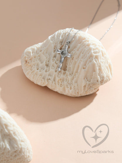 Personalized Projection Photo Cross Necklace - myLoveSparks Jewelry & GiftsHJ