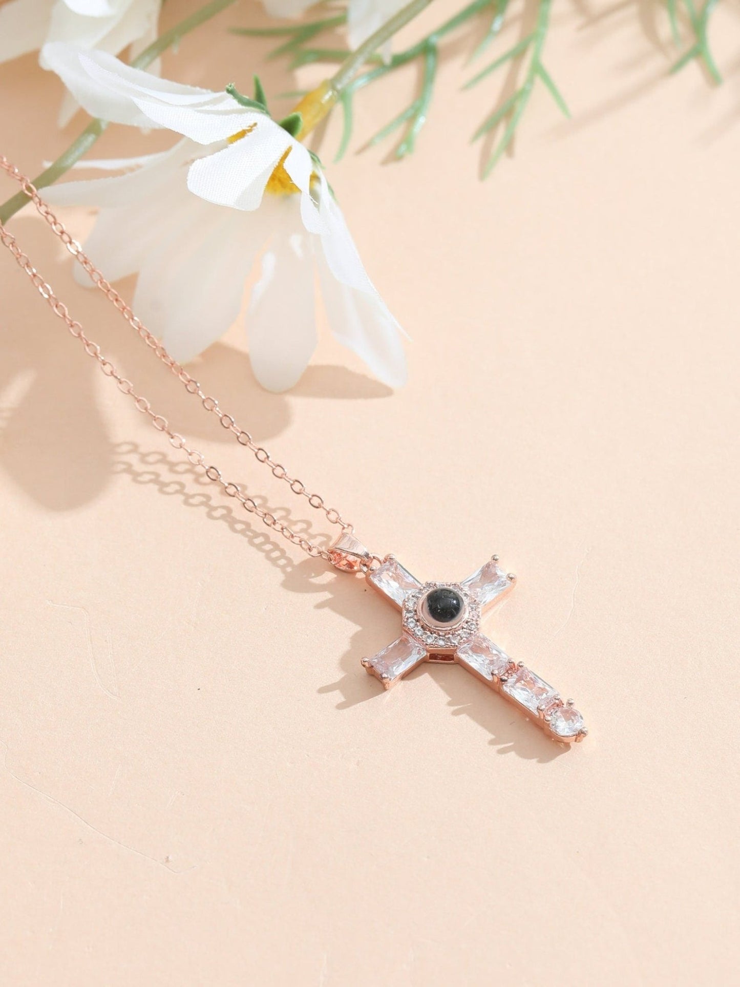 Personalized Projection Photo Cross Necklace - myLoveSparks Jewelry & GiftsHJ
