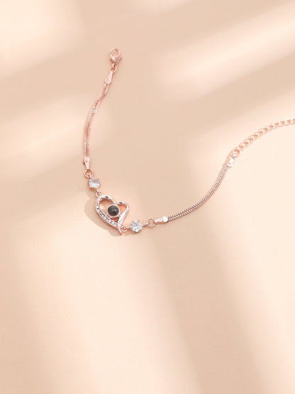 Personalized Projection Photo Heart Bracelet with Embedded Zircons - myLoveSparks Jewelry & GiftsHJ