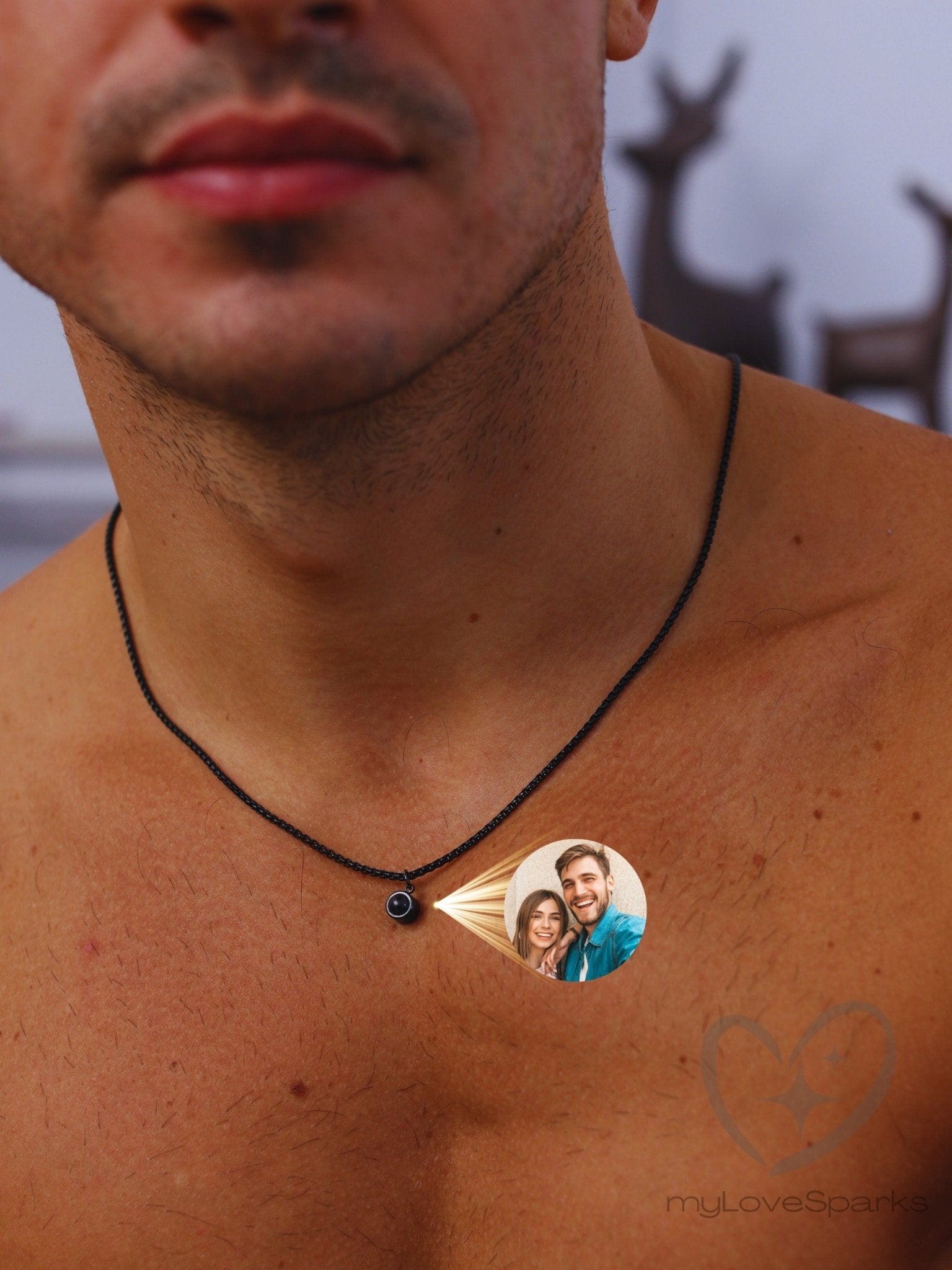 Personalized Projection Photo Necklace for Men - myLoveSparks Jewelry & GiftsCL