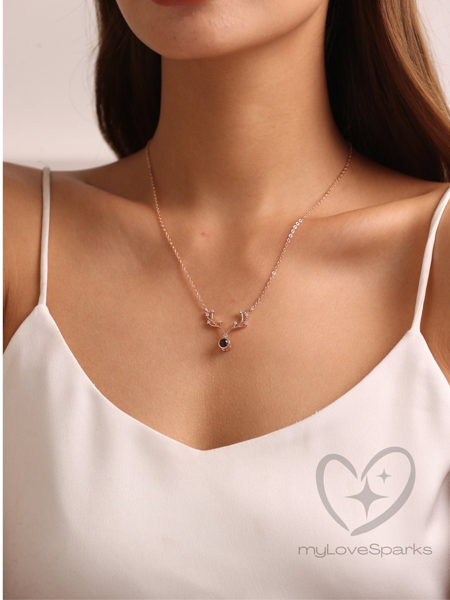 Personalized Projection Photo Necklace with Angular Pendant - myLoveSparks Jewelry & GiftsHJ