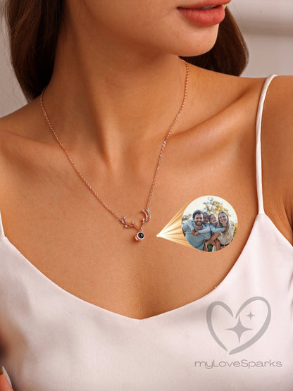 Personalized Projection Photo Necklace with Angular Pendant - myLoveSparks Jewelry & GiftsHJ