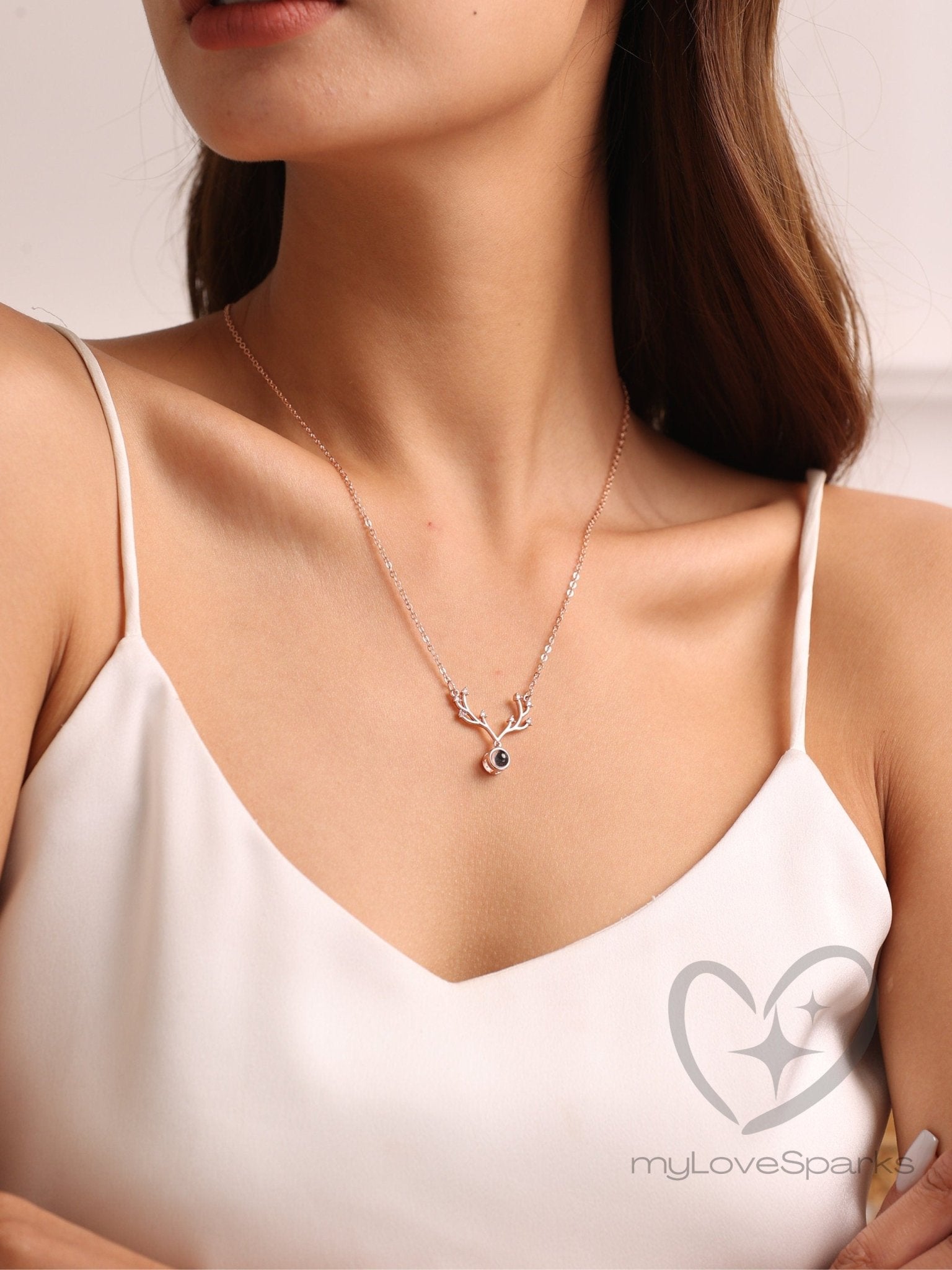 Personalized Projection Photo Necklace with Angular Pendant - myLoveSparks Jewelry & GiftsHJ