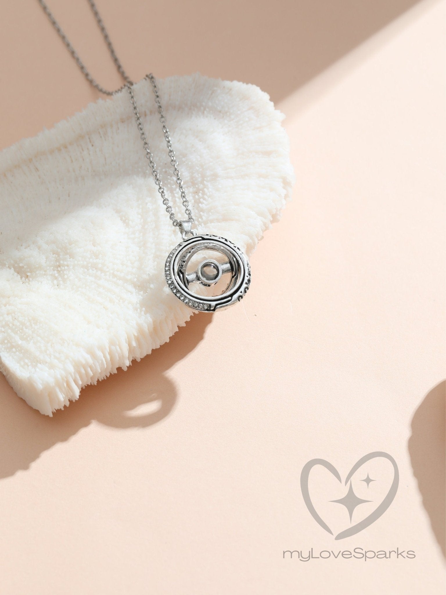 Personalized Projection Photo Necklace with Compass Pendant - myLoveSparks Jewelry & GiftsHJ
