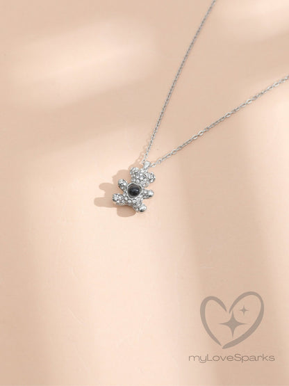Personalized Projection Photo Necklace with Teddy Bear Pendant - myLoveSparks Jewelry & GiftsHJ