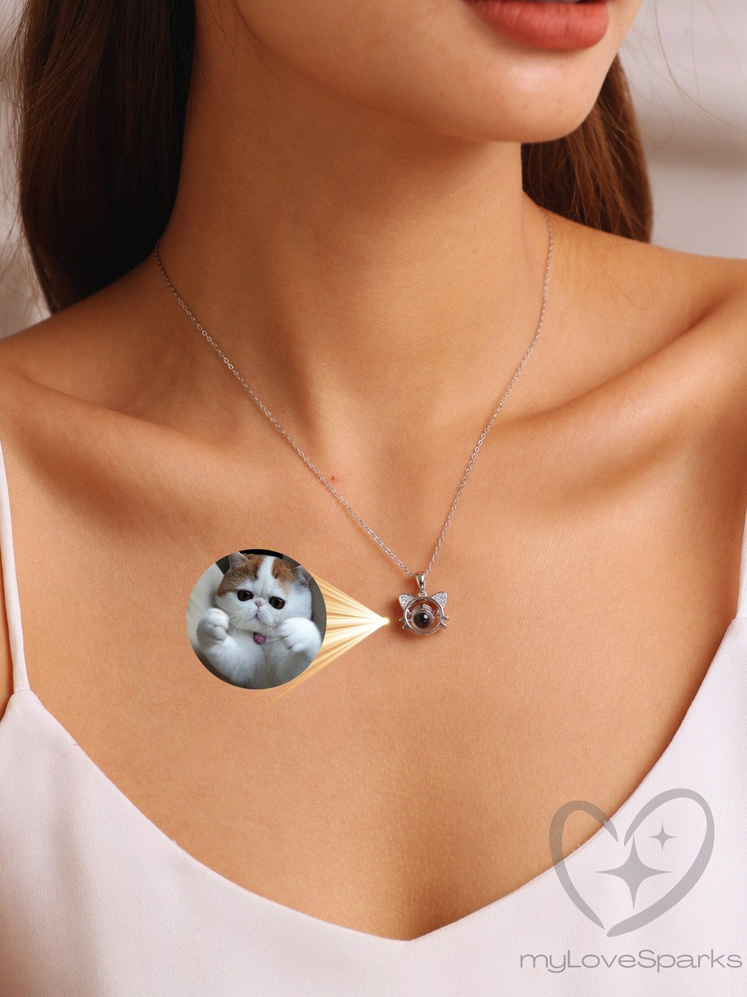 Personalized Projection Picture Cat Necklace - myLoveSparks Jewelry & GiftsHJ