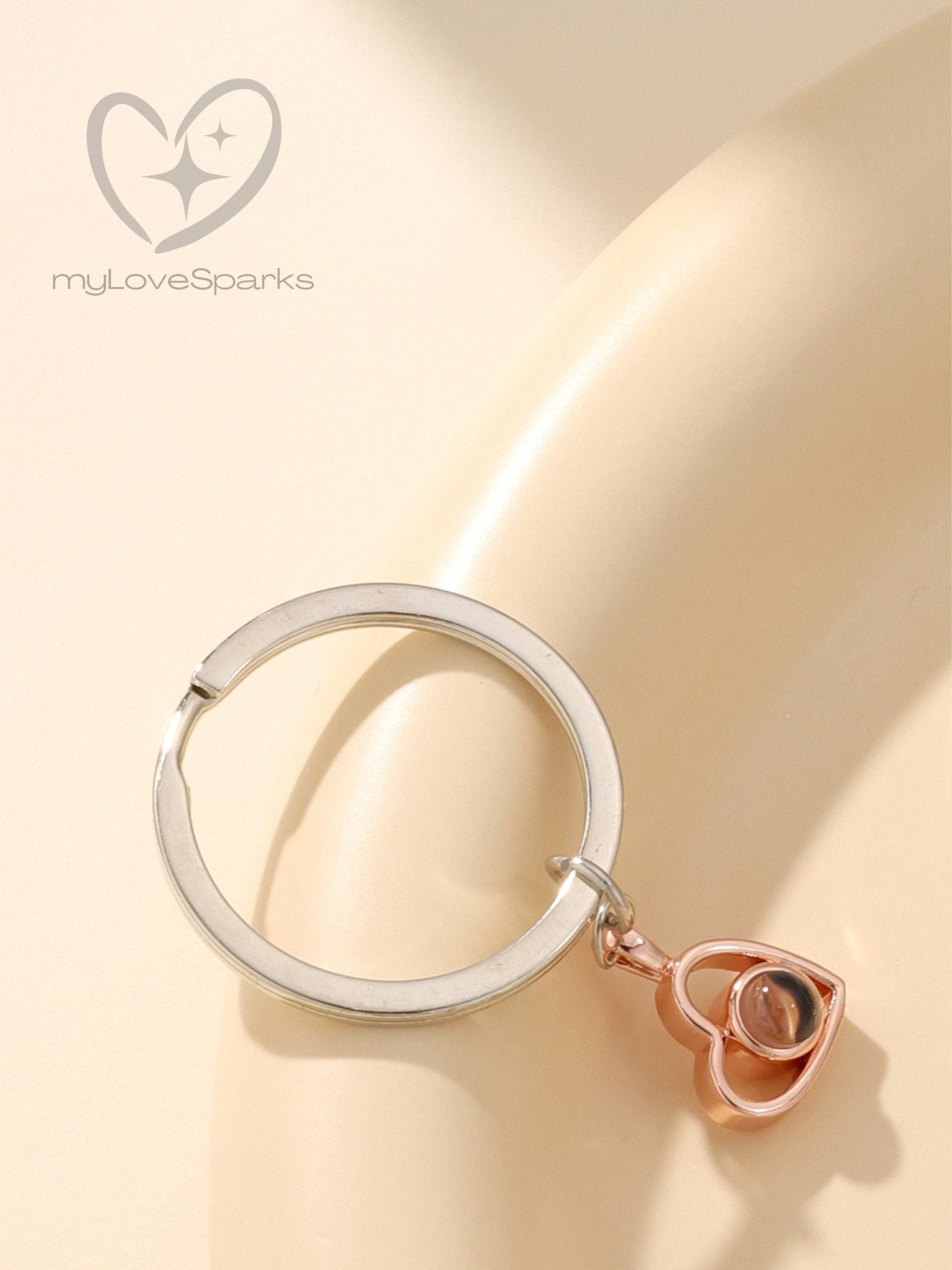 Personalized Projection Picture Heart Keychain - myLoveSparks Jewelry & GiftsCL