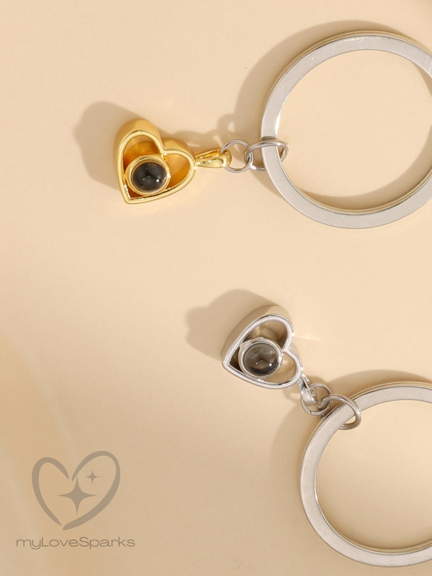 Personalized Projection Picture Heart Keychain - myLoveSparks Jewelry & GiftsCL