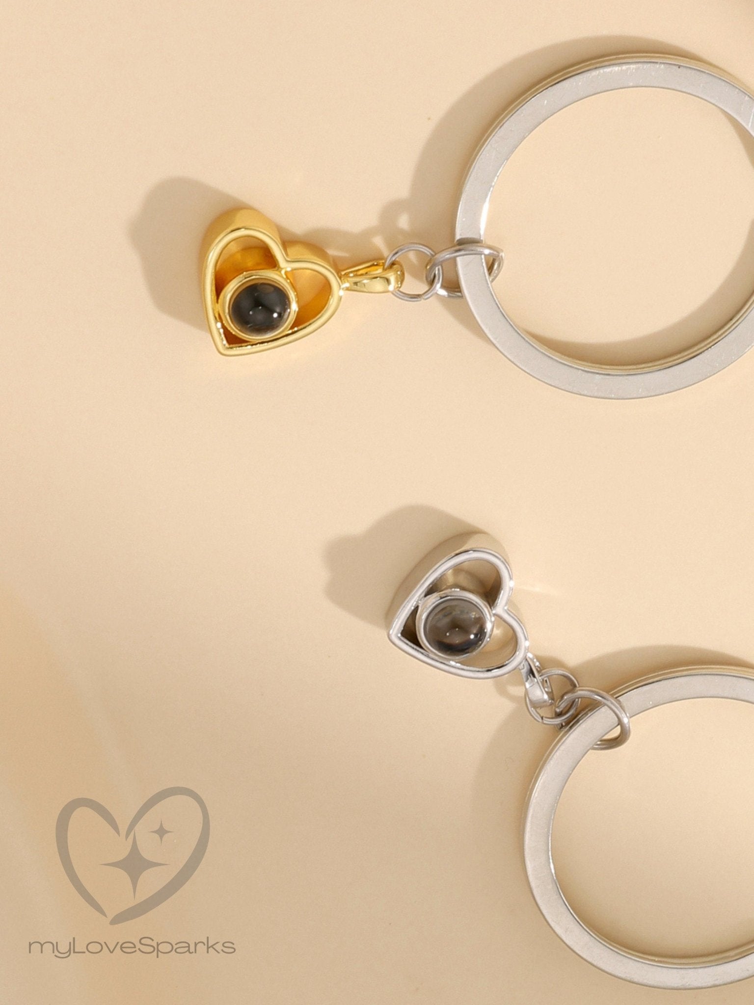 Personalized Projection Picture Heart Keychain - myLoveSparks Jewelry & GiftsCL