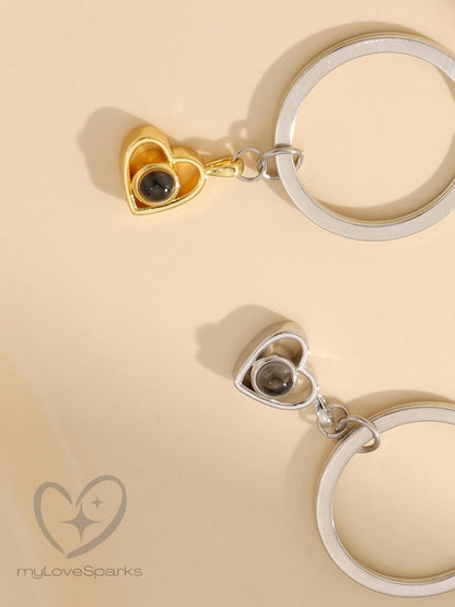 Personalized Projection Picture Heart Keychain - myLoveSparks Jewelry & GiftsCL