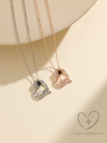 Personalized Projection Picture Heart Necklace with Wording Mom - myLoveSparks Jewelry & GiftsHJ