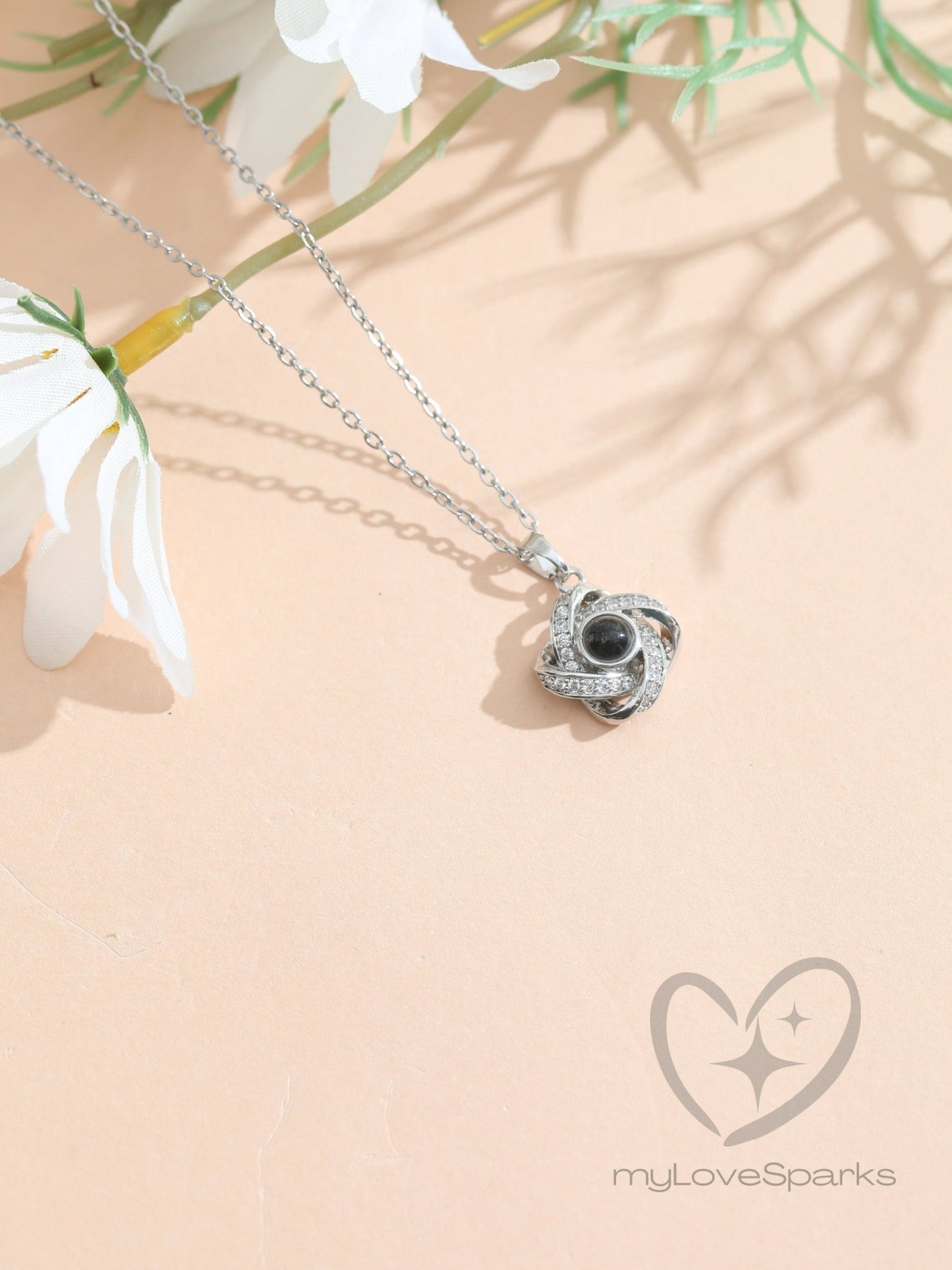 Personalized Projection Picture Love Knot Necklace - myLoveSparks Jewelry & GiftsHJ