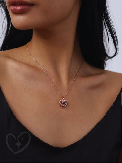 Personalized Radiating Heart Necklace with Photo Projection - myLoveSparks Jewelry & GiftsCL