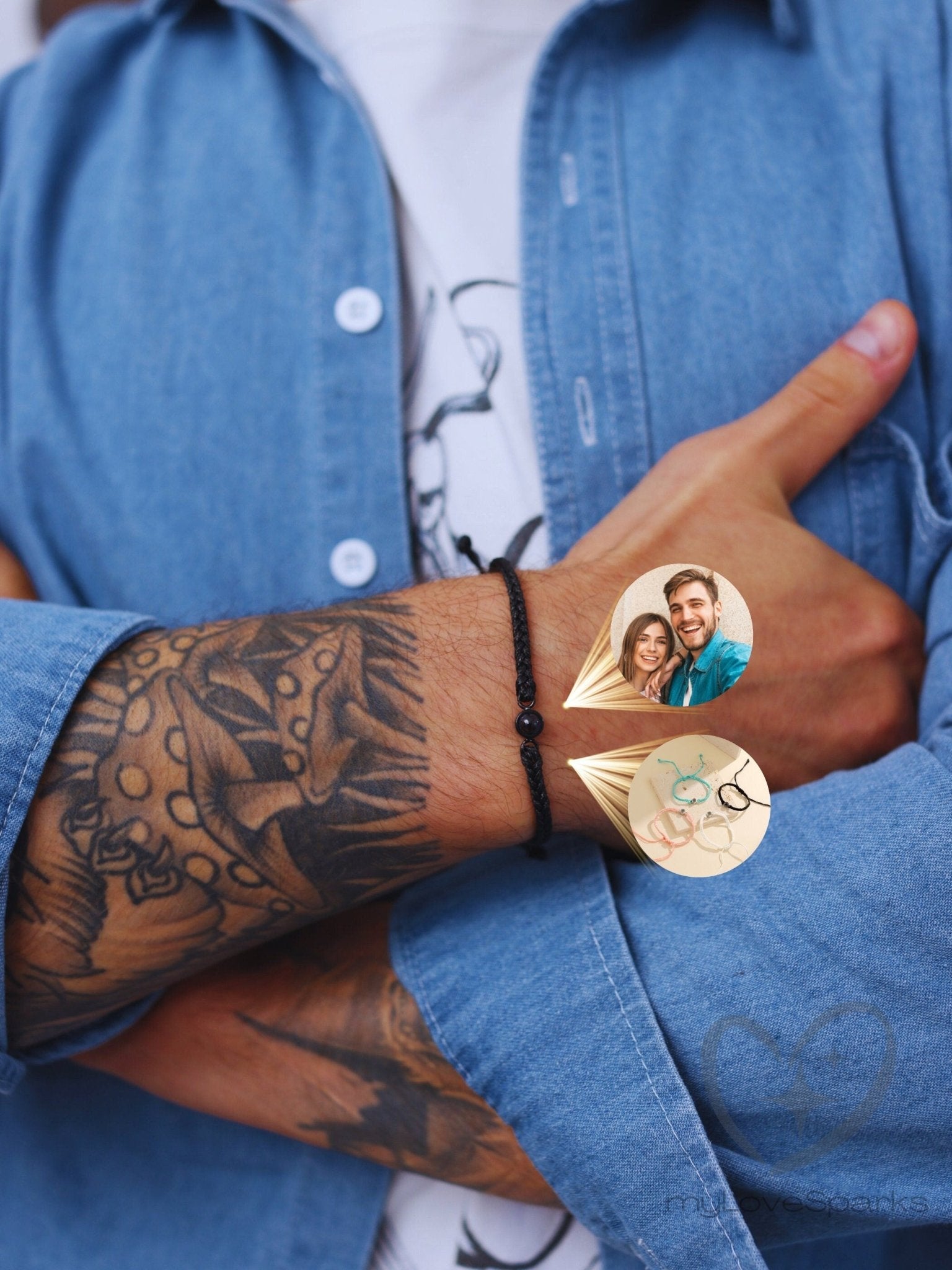 Personalized Rope Bracelet in Colors with Photo Inside - myLoveSparks Jewelry & GiftsCL