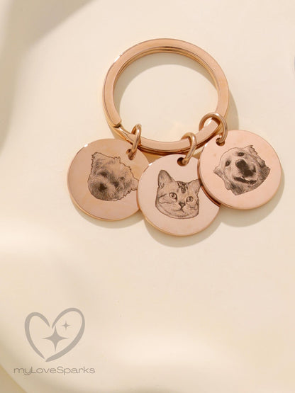 Personalized Round Pet Portrait Keychain - myLoveSparks Jewelry & GiftsXMSM