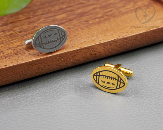 Personalized Rugby Engraved Cufflinks - myLoveSparks Jewelry & Gifts